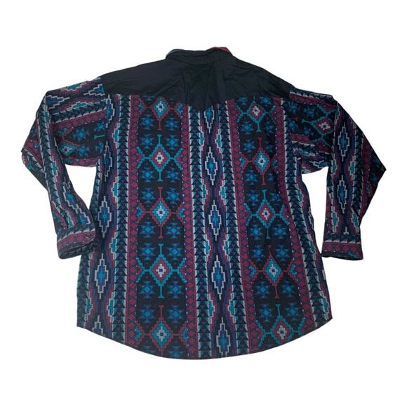 Panhandle Slim mens XL 17.5 western button down shirt Aztec long sleeve blue pur - Picture 1 of 10